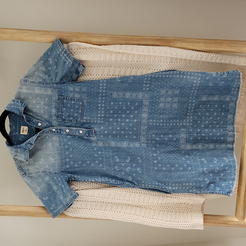 Gap Denim Chambray Mini Shirt Dress Size XS